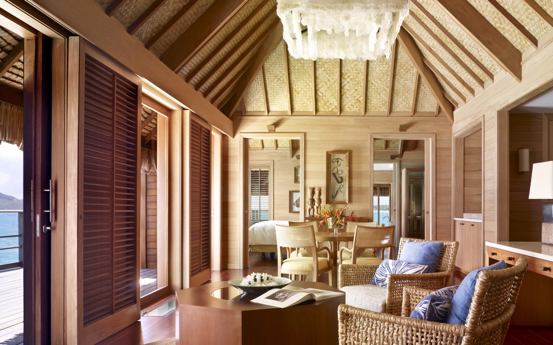 Ocean views from overwater villa living area