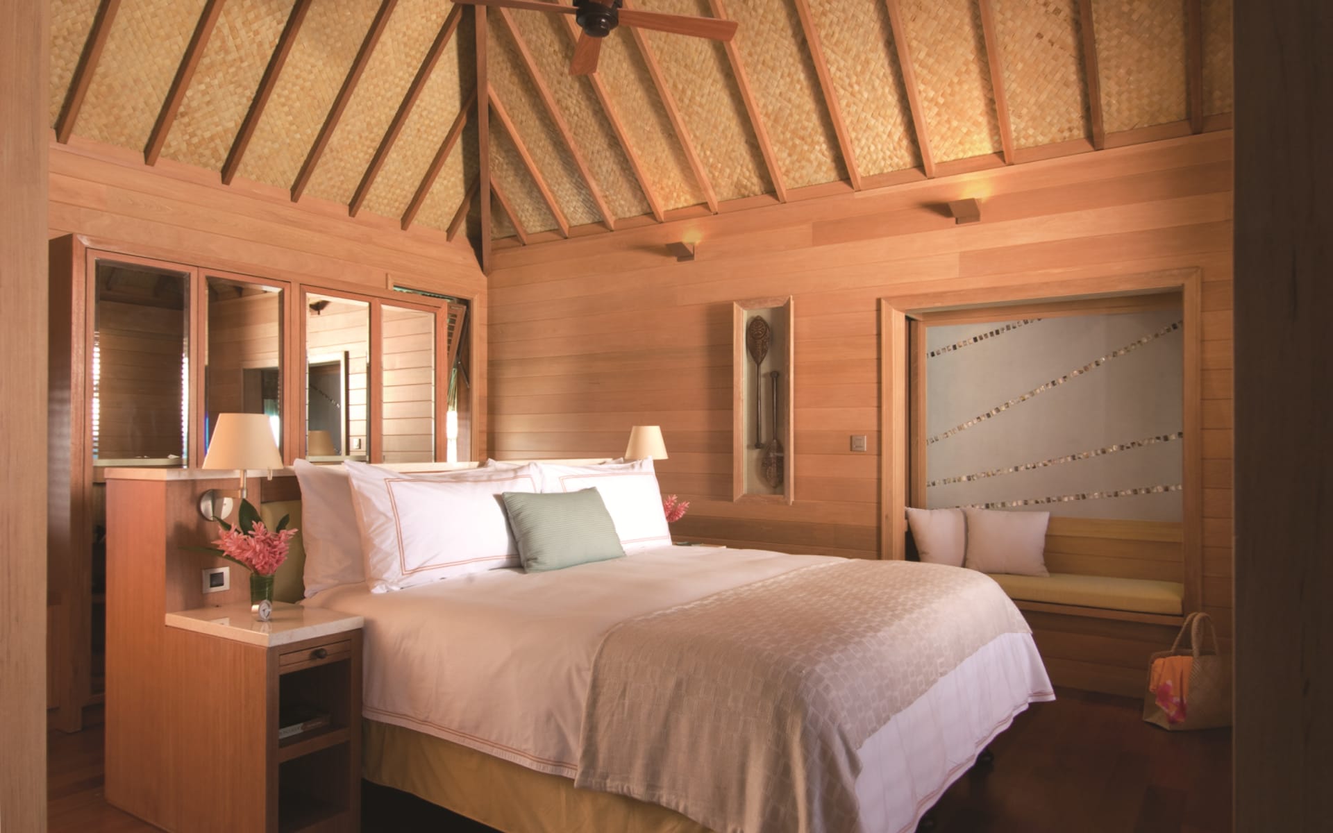 Luxury double bed of overwater bungalow