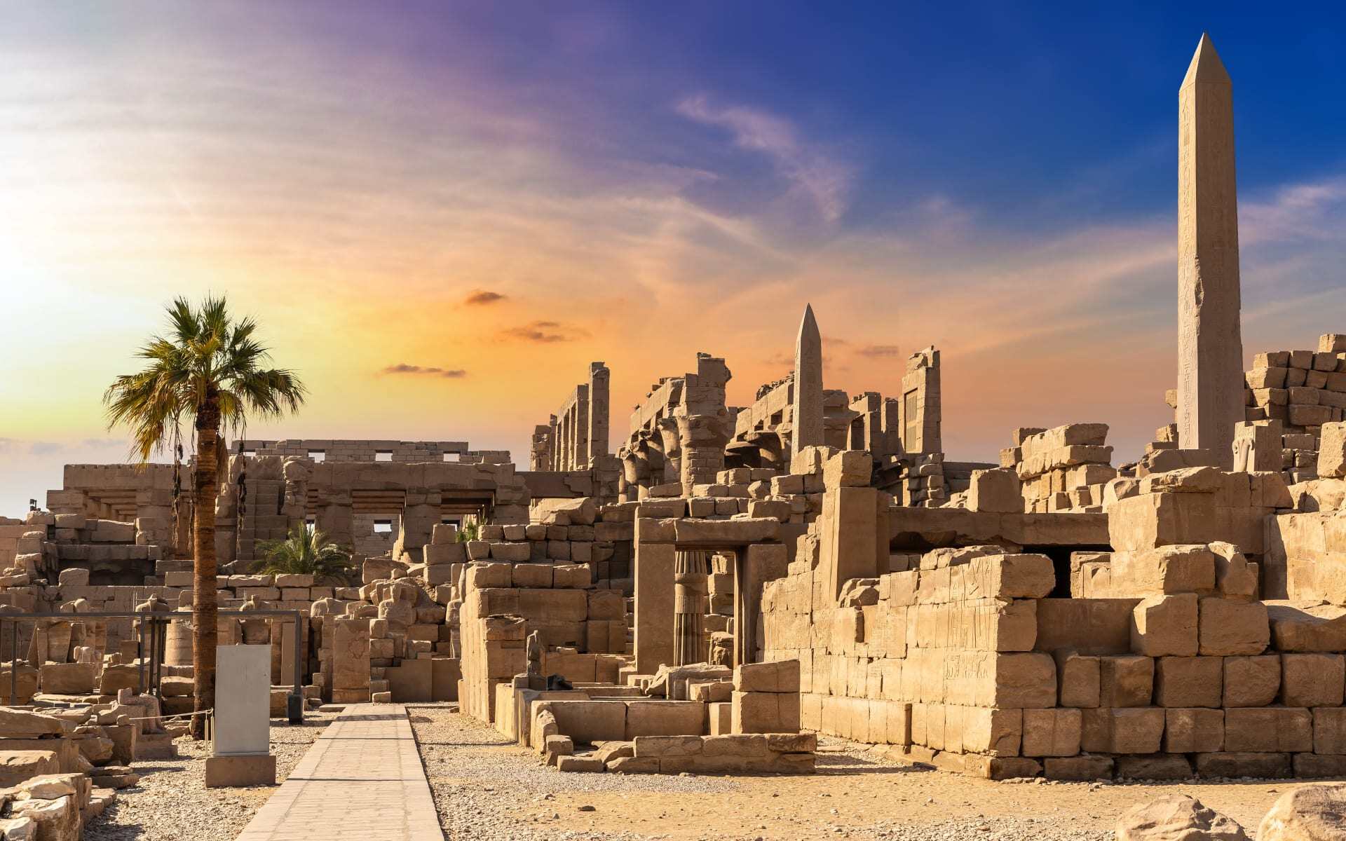 Karnak Temple durning a sunset in Egypt.