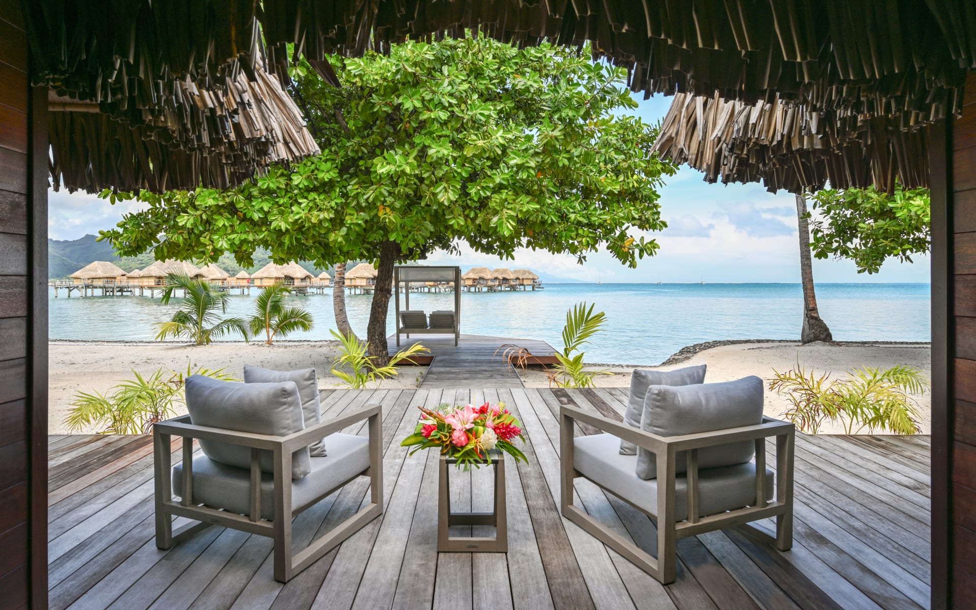 Chairs looking over beach front villa