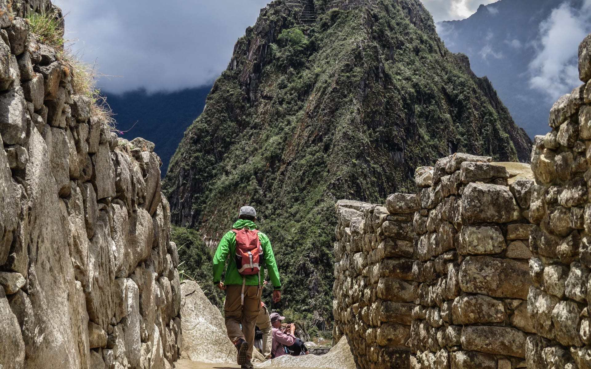 A man wanders around Machu Picchu in Peru.