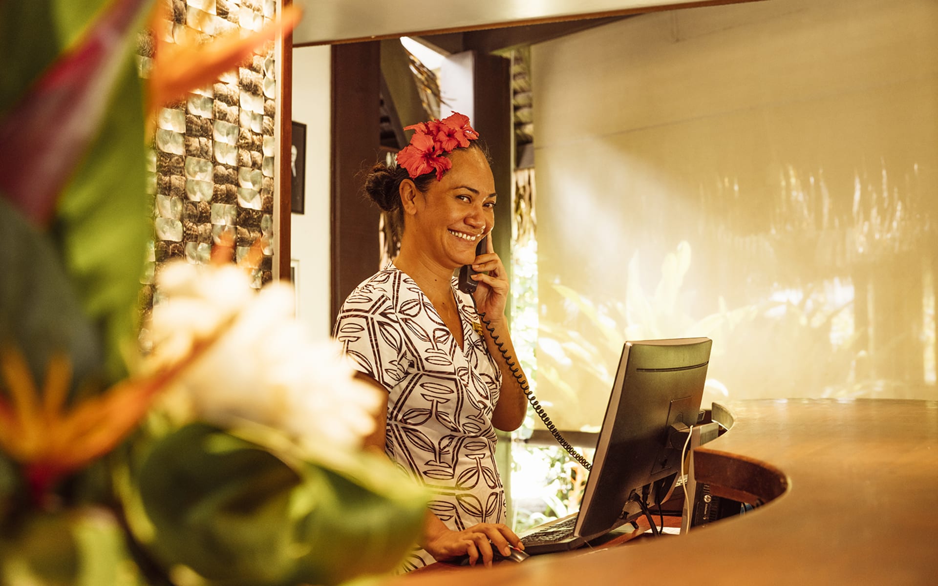 Warm smile welcoming guests