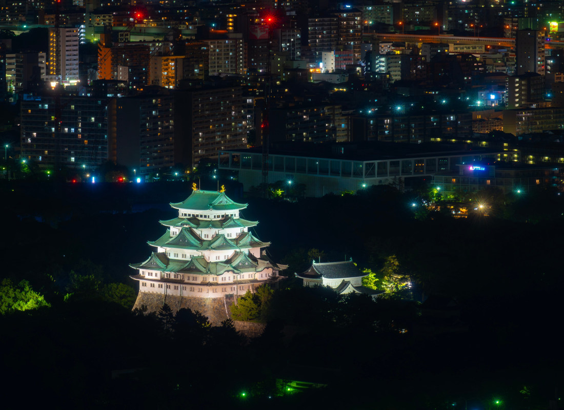 Illuminated Nagoya Castle at Night