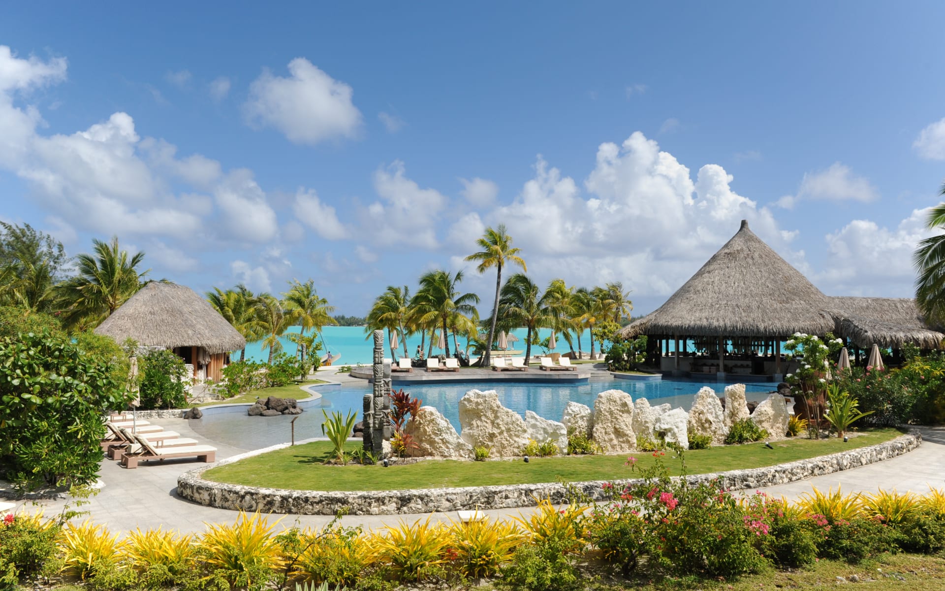 Main swimming pool of st regis bora bora