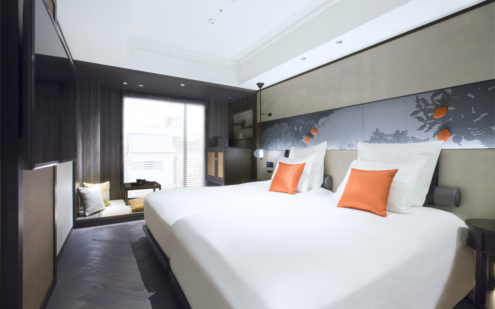 The Twin room at Dhawa Yura has two double beds and extra seating. 