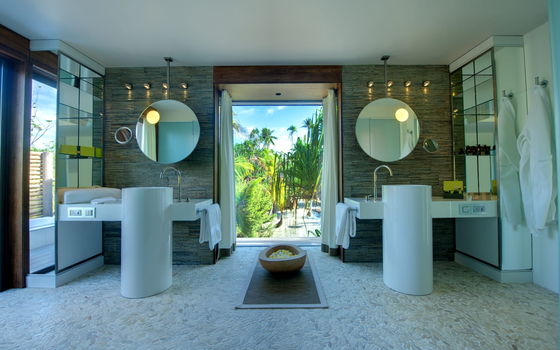 Gorgeous Jack and Jill bathroom in villa