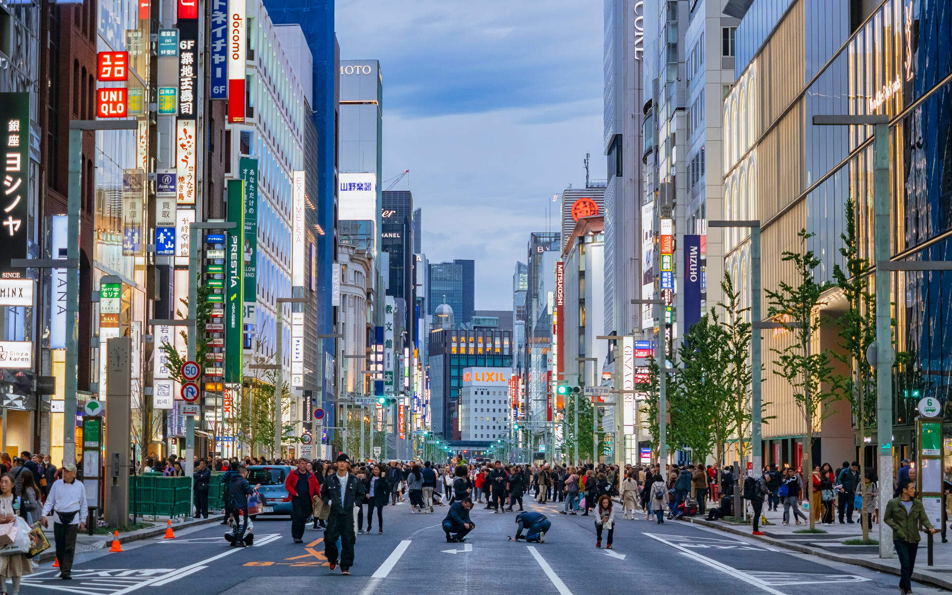 The Ginza shopping district in Tokyo