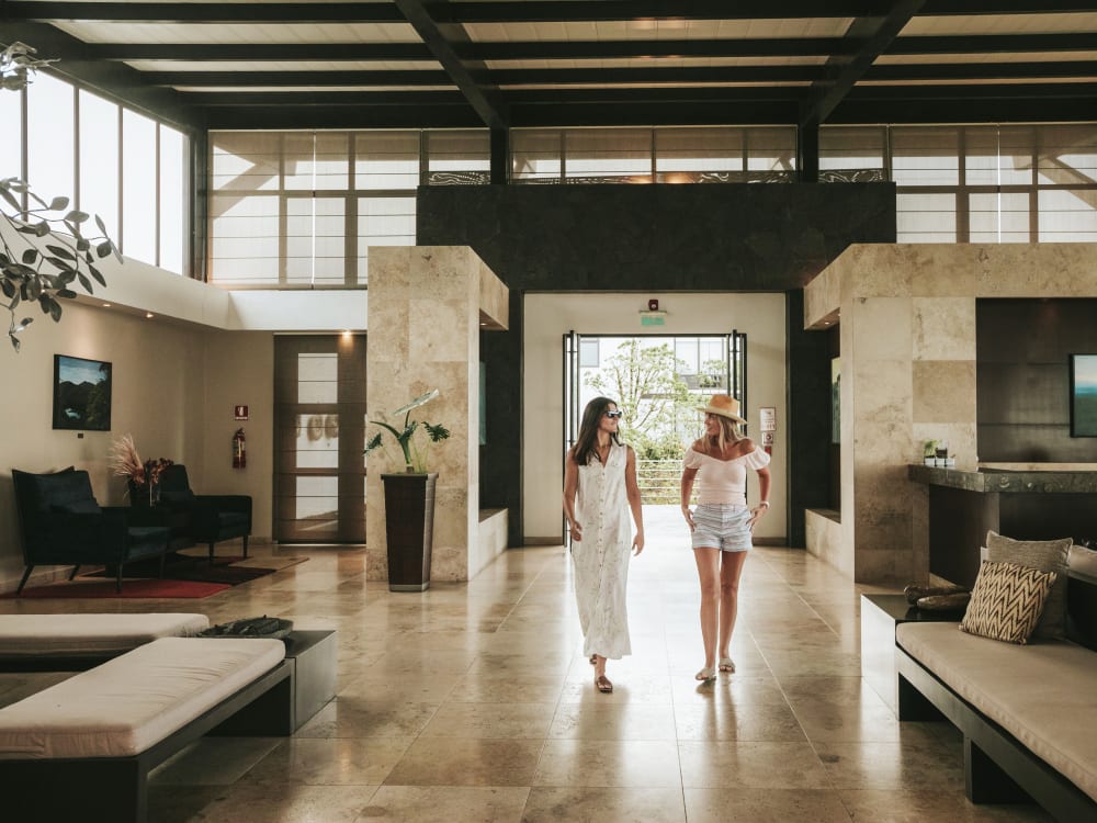 Women walking in the hotel's lobby