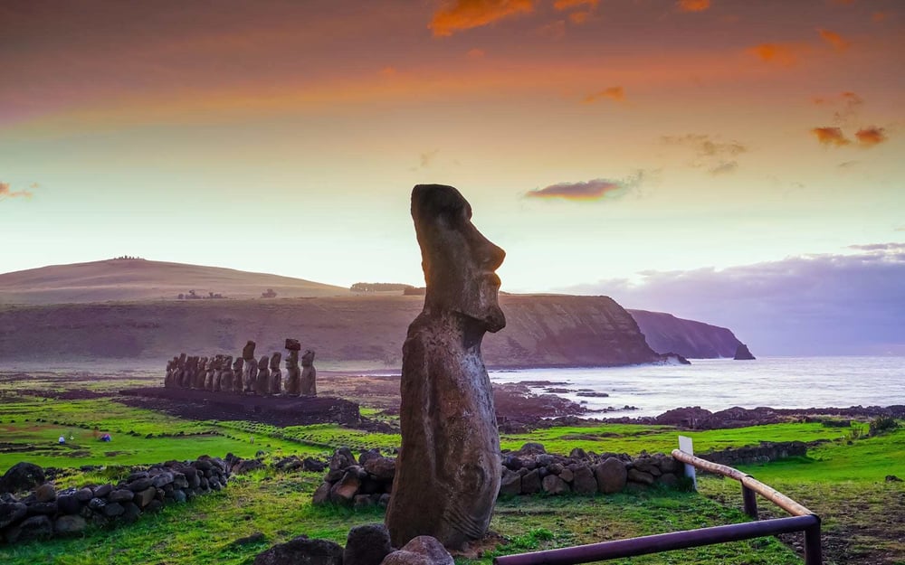 See the sunset on Easter Island.