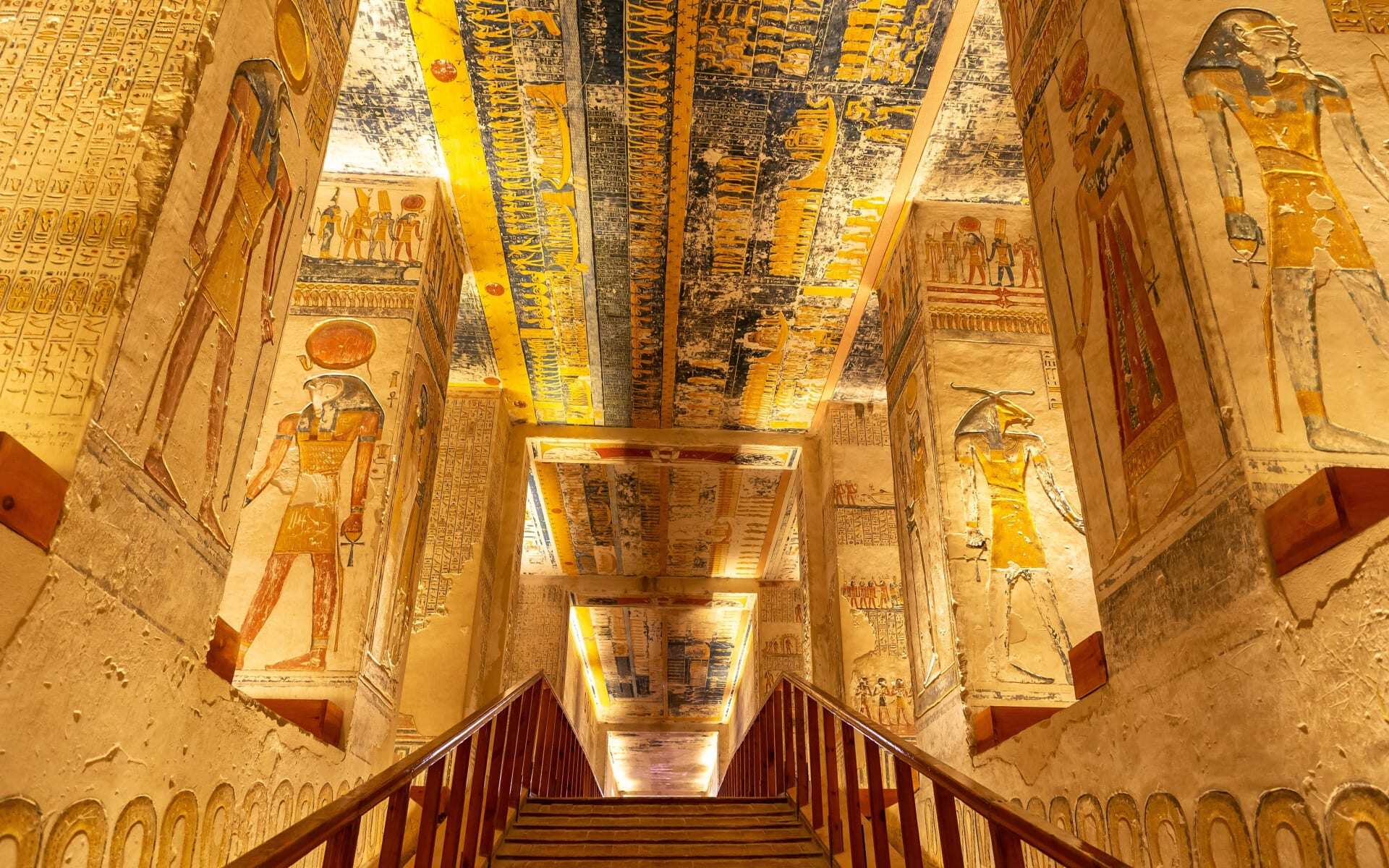 The Valley of the Kings is engraved with gold and detailed carvings.
