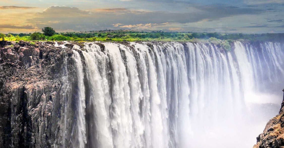 Victoria Falls looks majestic during a sunny day.