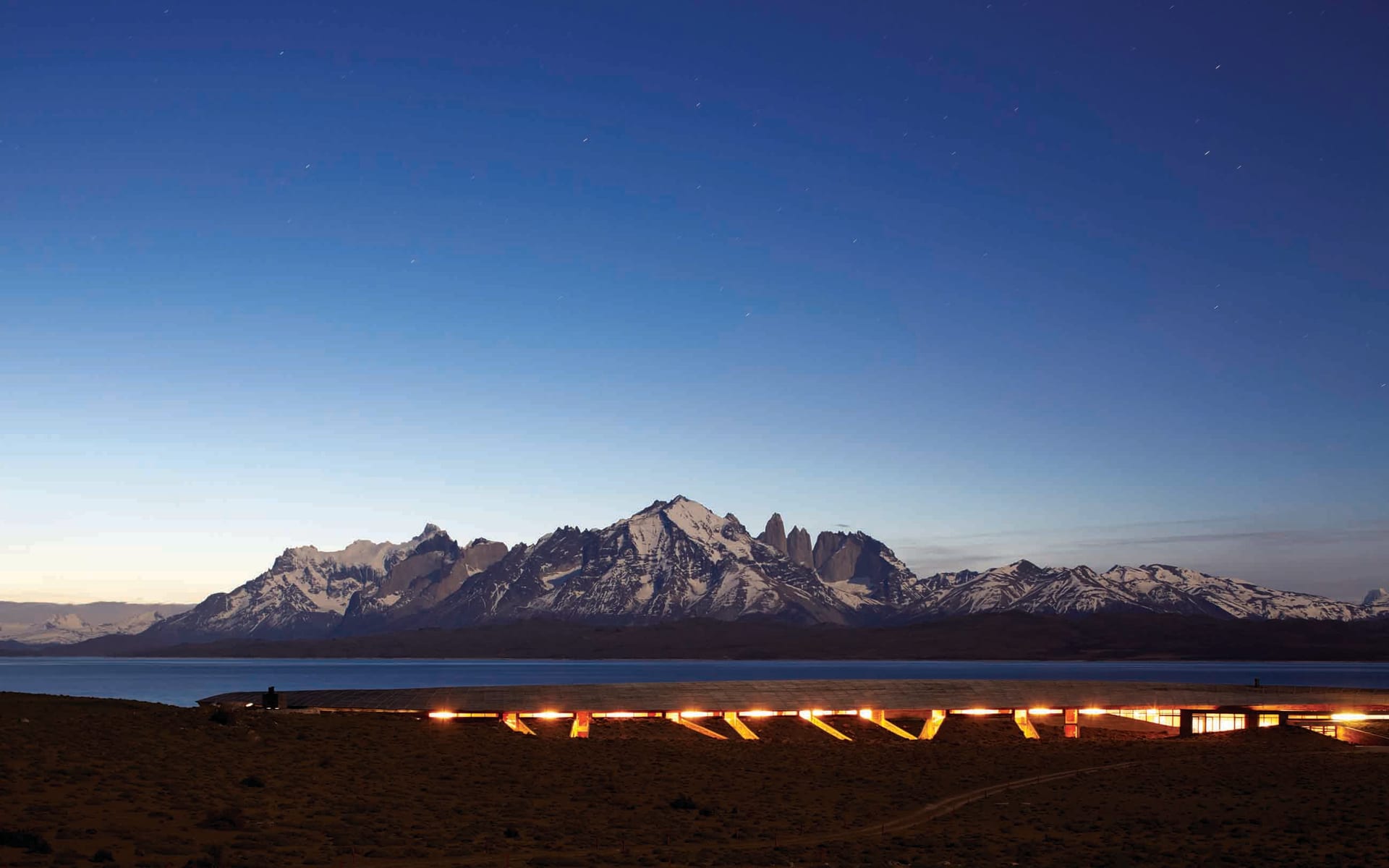 View of Tierra hotel in Patagonia.