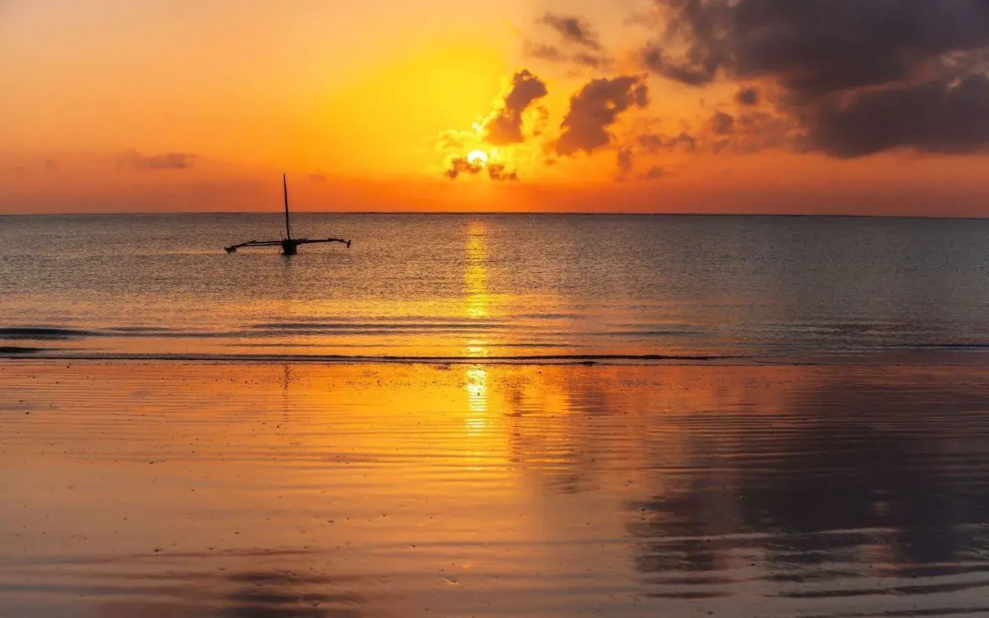 Relaxing sunrise at Galu Beach in Kenya