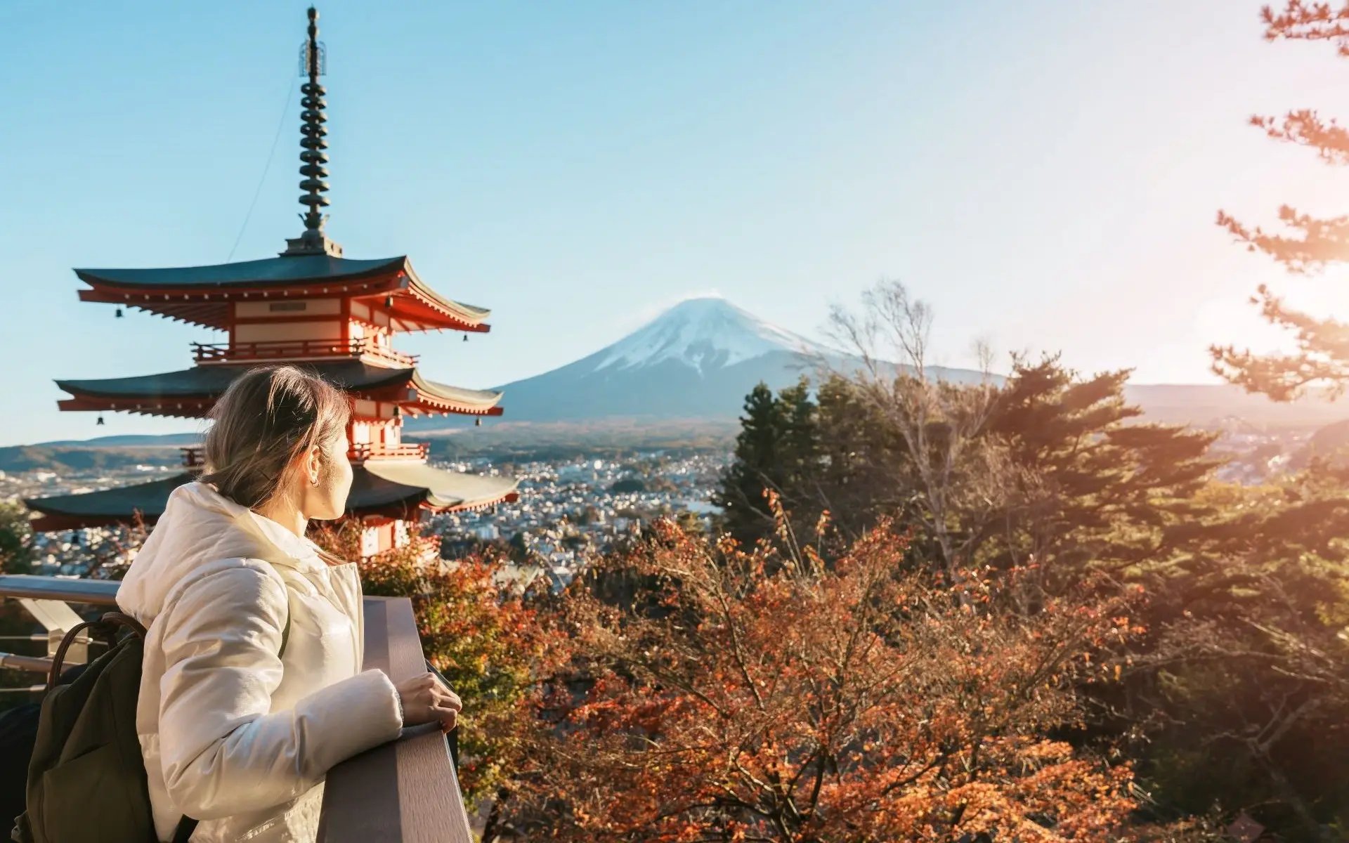 Tourist overlooking Tokyo Japan
