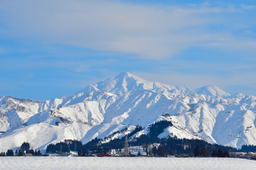 Snow-covered mountains in Niigata, Japan